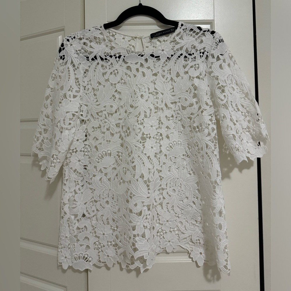 ZARA White Lace Top